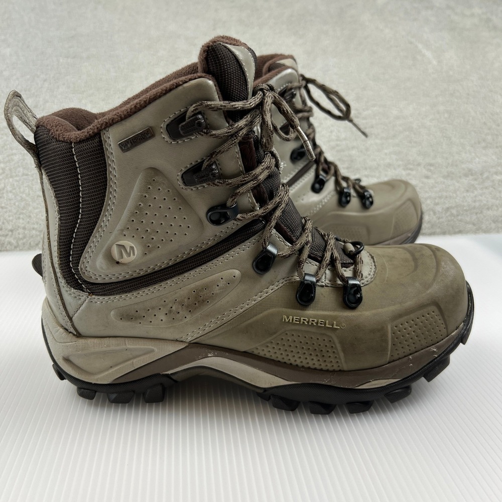 Merrell Whiteout 8 Waterproof Hiking Boots Womens 7 Tan Insulated Winter Outdoor